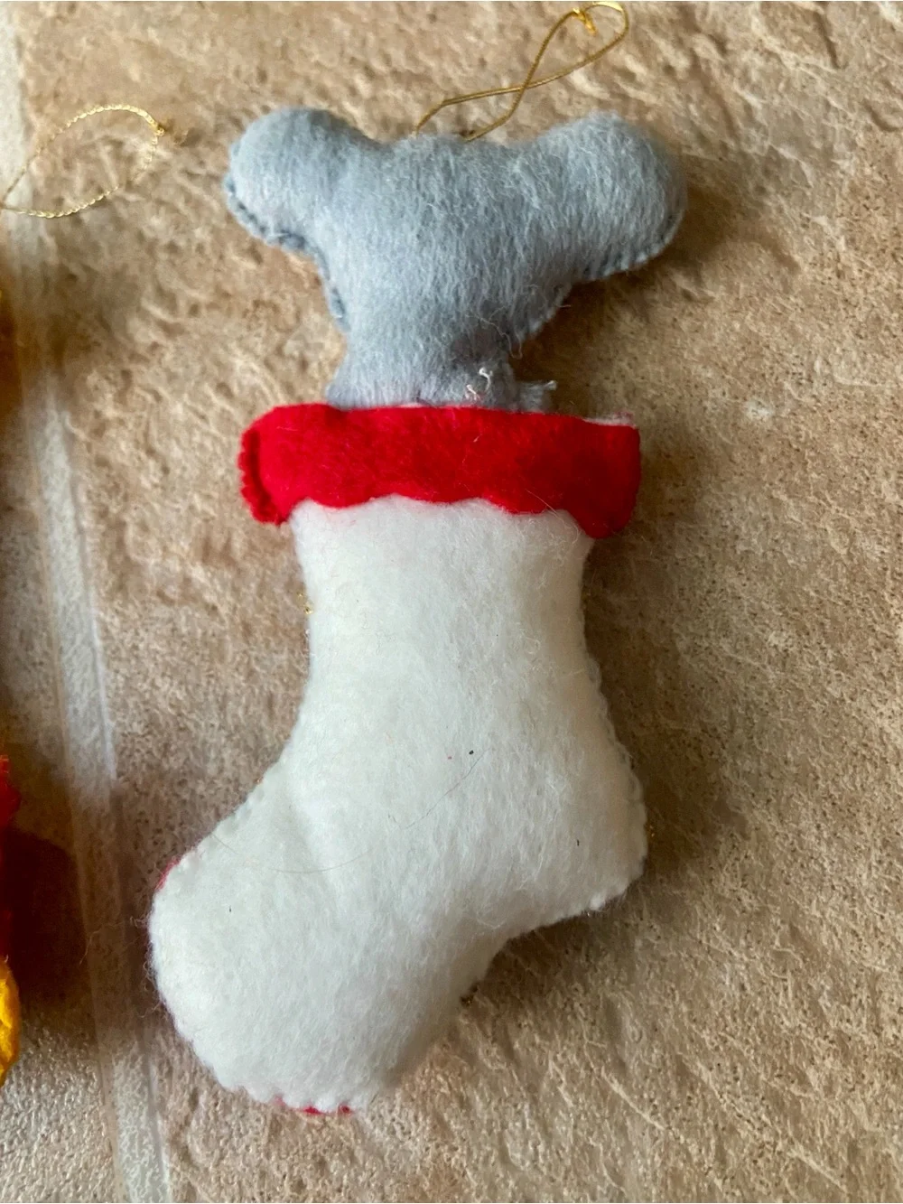 Set of 3 Vintage Fabric Ornaments Mouse Giraffe and Candle